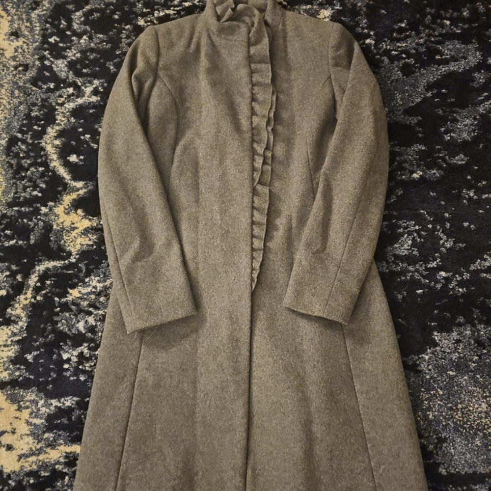 Dkny Ruffle Wool Blend Snap Button Down Donna Kar… - image 1